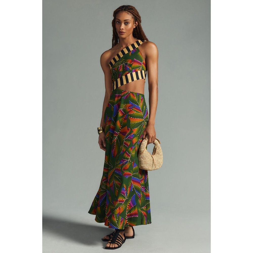 Farm Rio Anthropologie One Shoulder Cutout Dress NWT